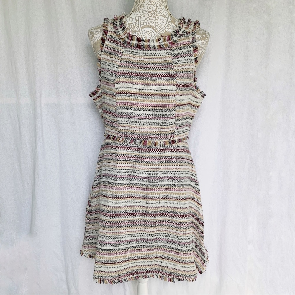 She and Sky // NWT Off White, Maroon Tweed Mini Shift Dress Sz Large dr1